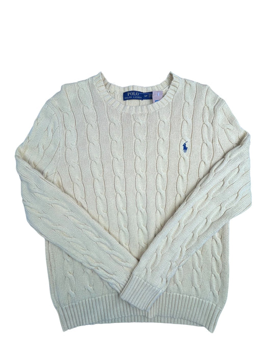 pull torsadé ralph lauren blanc